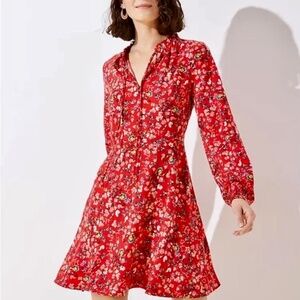 Floral A-line dress with long sleeves